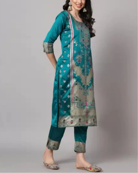 Women Cotton Silk Kurta Pant Dupatta Set-KYAMSTORE