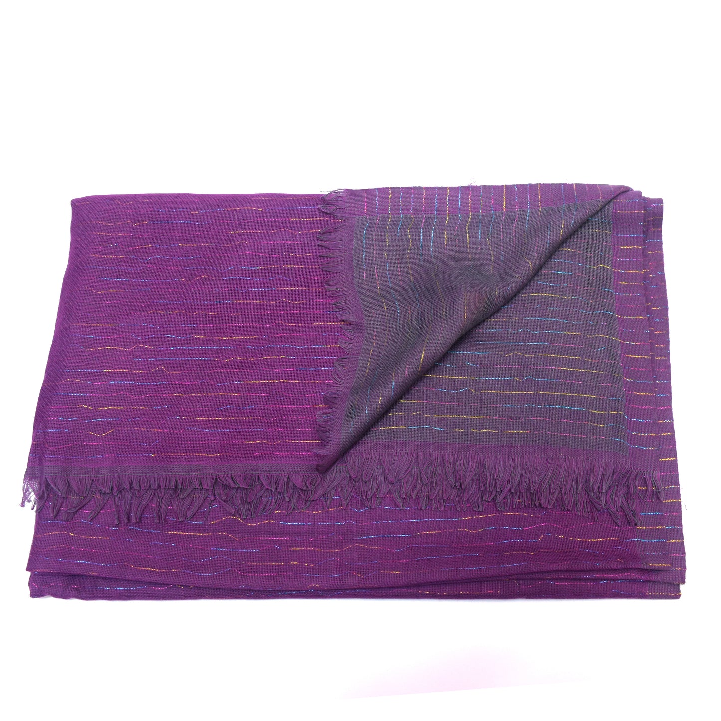 Premium Cotton Shawl with Shinning Tread Lines-KYAMSTORE