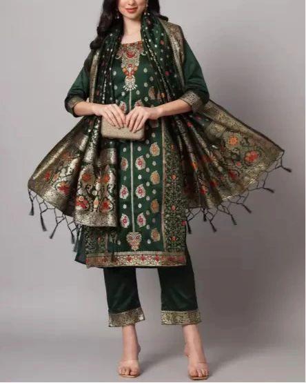 Women Cotton Silk Kurta Pant Dupatta Set-KYAMSTORE