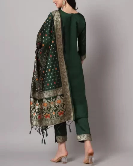 Women Cotton Silk Kurta Pant Dupatta Set-KYAMSTORE