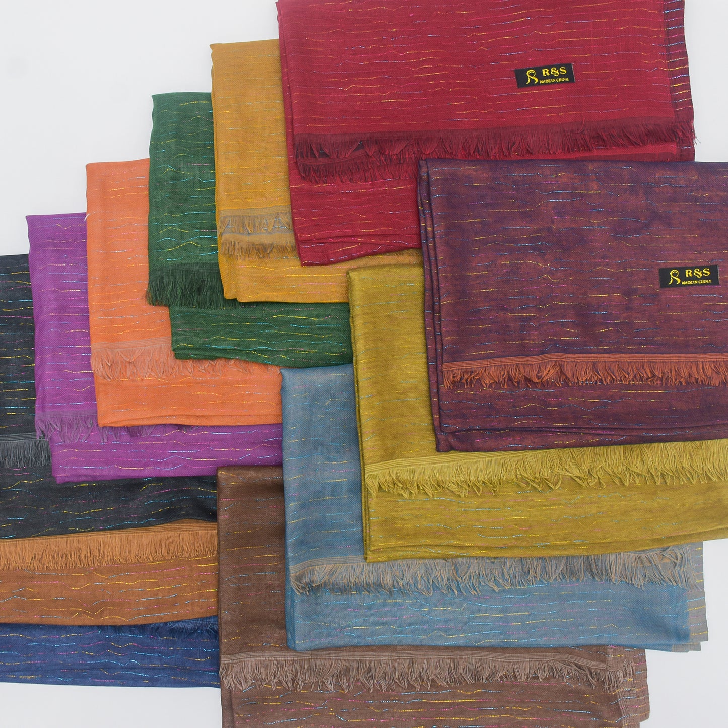 Premium Cotton Shawl with Shinning Tread Lines-KYAMSTORE