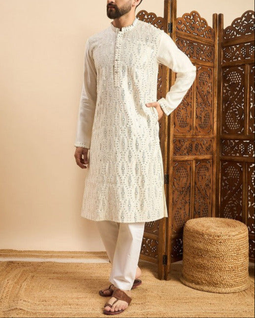 Embroidered Straight Kurta-KYAMSTORE