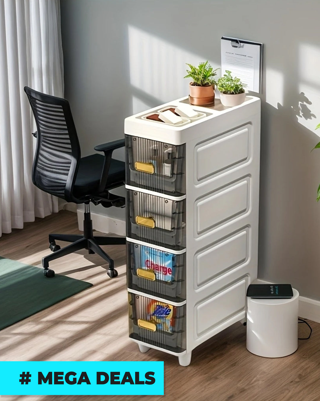 Vintage Style Slim Multi-Layer Storage Cabinet with Drawers | Delivery: 7 to 10 business days | Limited stocks available