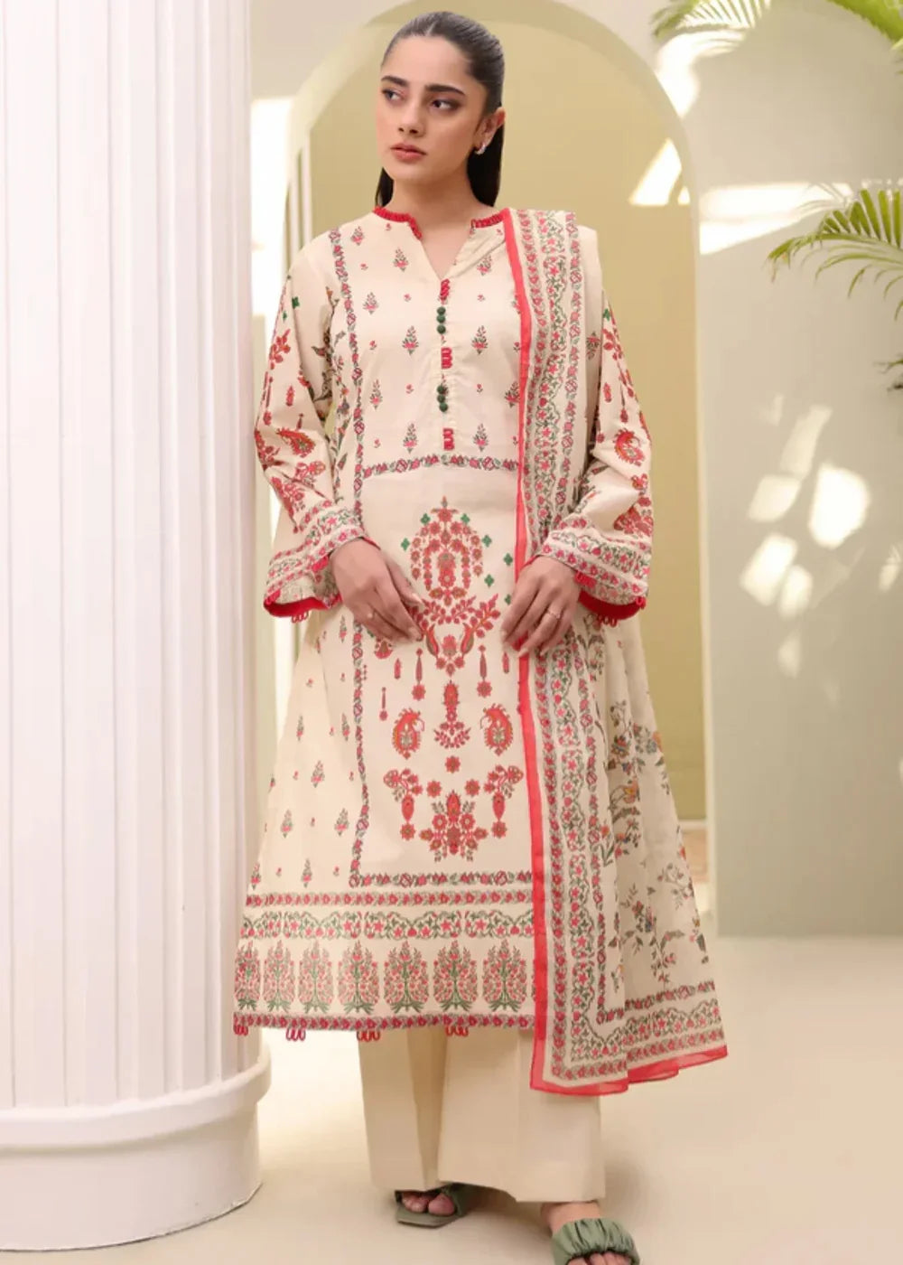 Women Kurtha - 3 Piece – Unstitched