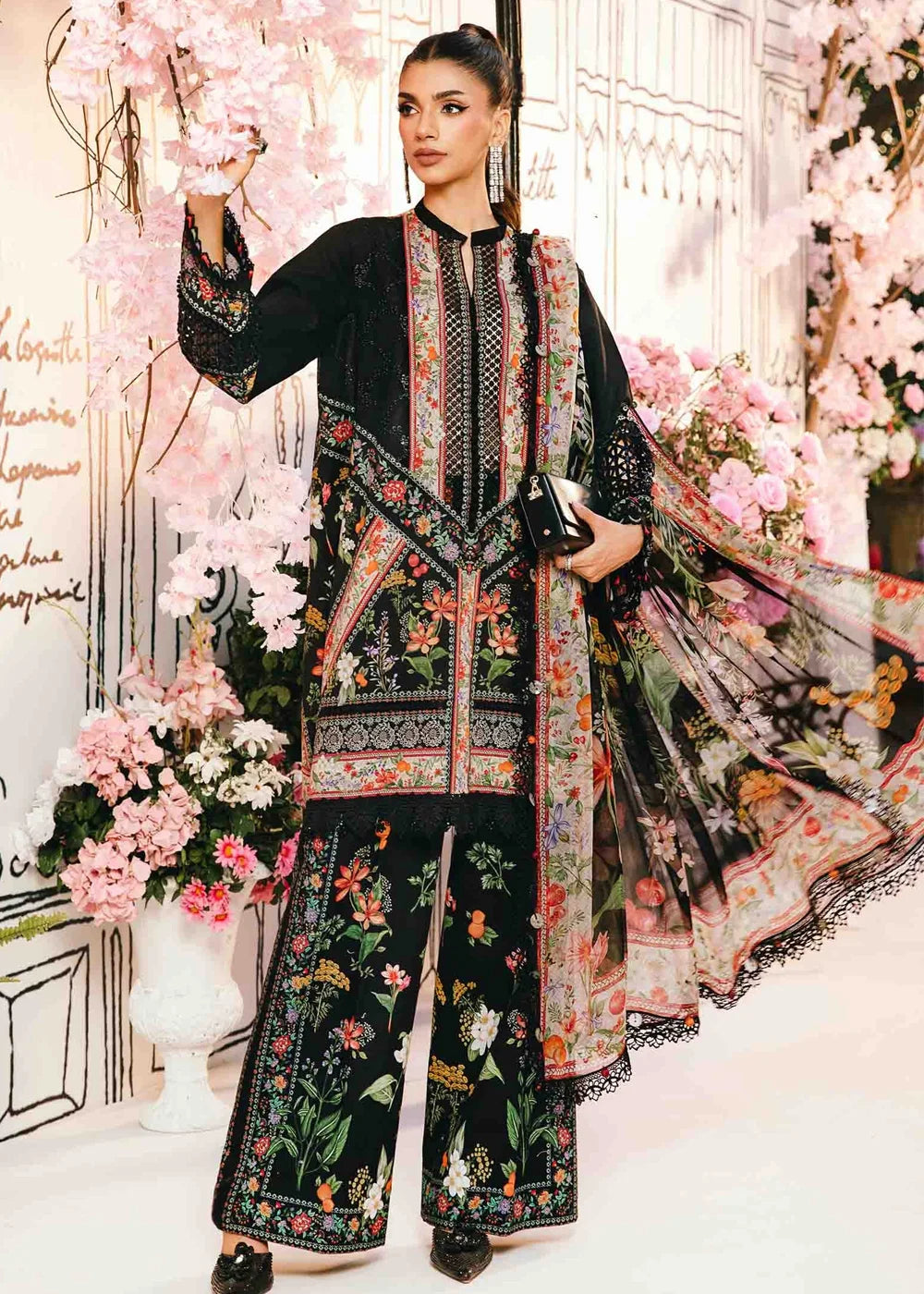 3 Piece Unstitched Embroidered Lawn Suit
