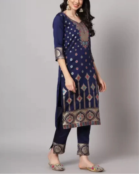 Women Cotton Silk Kurta Pant Dupatta Set-KYAMSTORE