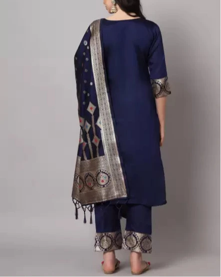 Women Cotton Silk Kurta Pant Dupatta Set-KYAMSTORE
