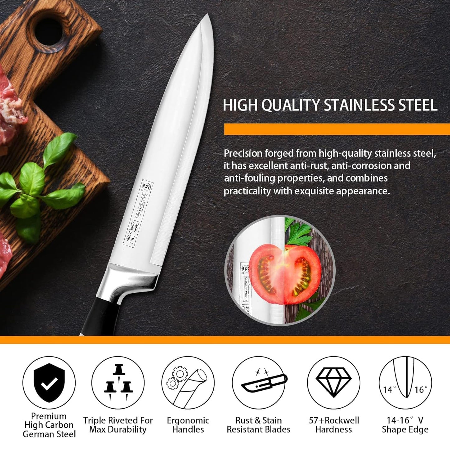 SEVEN STAR 9-Piece Stainless Steel Knife Set-KYAMSTORE