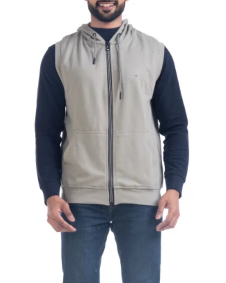 Men Sleeveless Solid Hooded Sweatshirt-KYAMSTORE