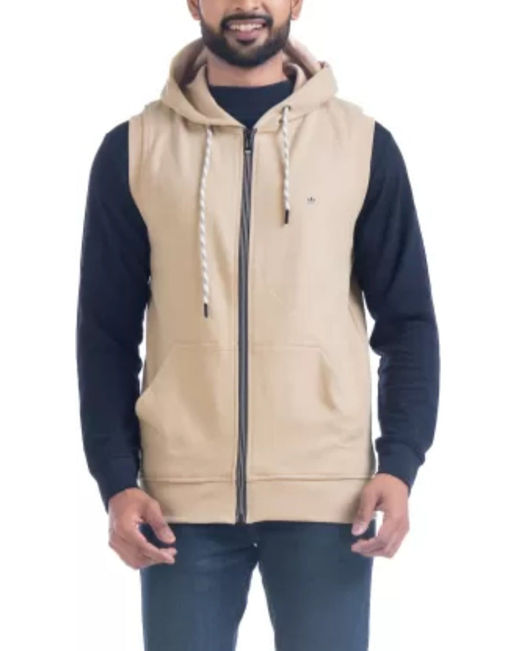 Men Sleeveless Solid Hooded Sweatshirt-KYAMSTORE
