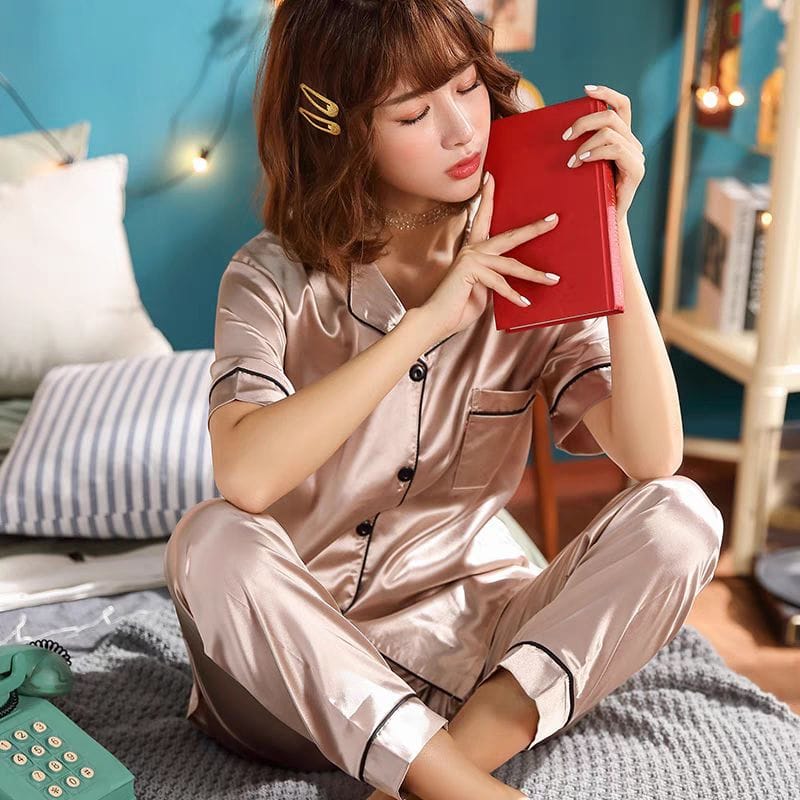 Summer pajamas Silk Pajamas | Women Pajama Sets Sleepwear | Free Size-KYAMSTORE