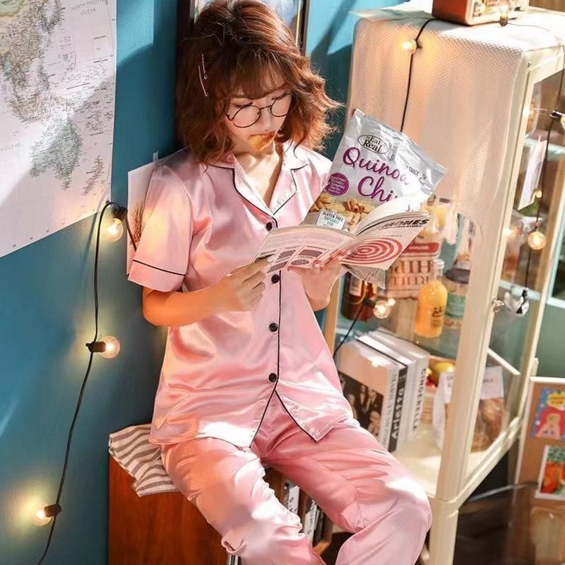 Summer pajamas Silk Pajamas | Women Pajama Sets Sleepwear | Free Size-KYAMSTORE
