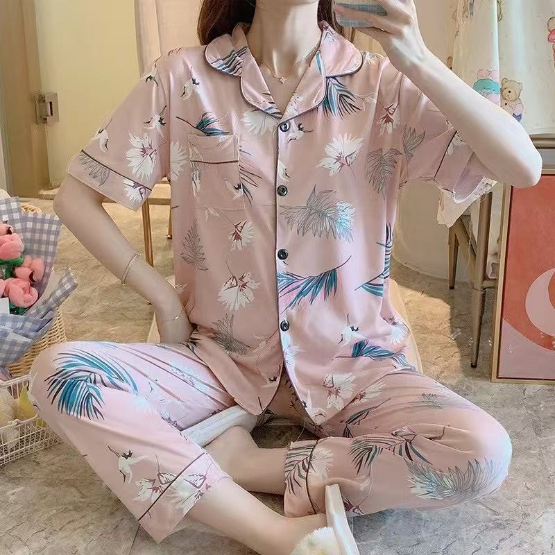 Summer pajamas Silk Pajamas | Women Pajama Sets Print Cute Sleepwear | Free Size-KYAMSTORE