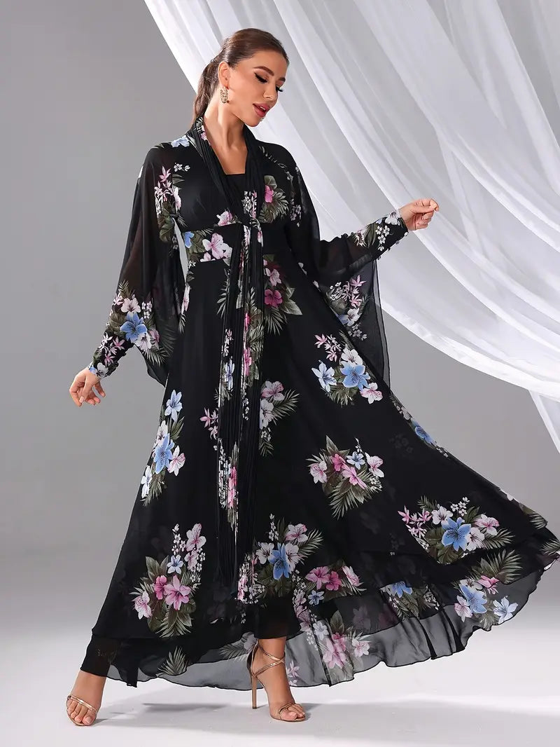 Elegant Floral Sequin Embellished Off-Shoulder Halter Dress | Delivery: 7 to 10 business days | Limited stocks available | Hurry before Sold Out