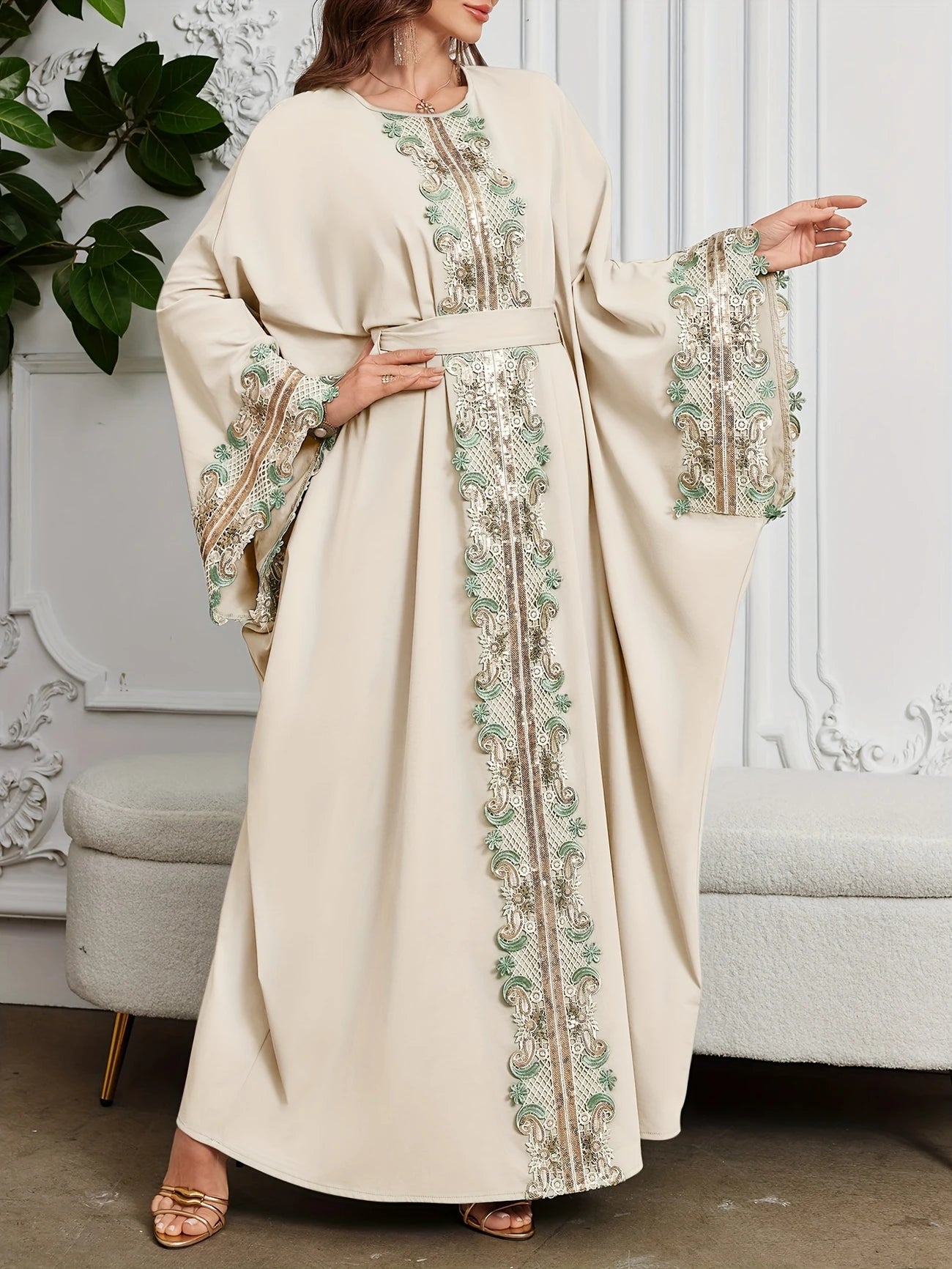 Elegant Women's Purple Arabic Dress with Golden Embroidery | Delivery: 7 to 10 business days | Limited stocks available | Hurry before Sold Out