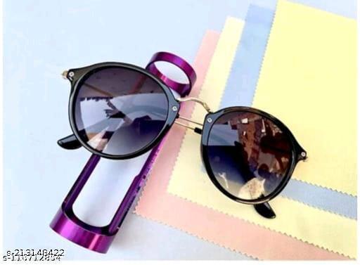 Women Black Metal & Plastic Round , UV Protected Sunglasses