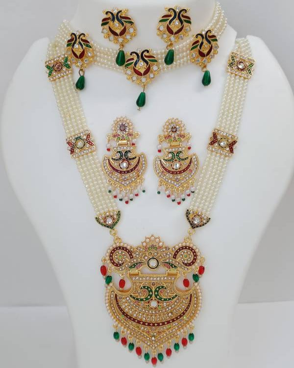 Alloy Gold-plated Multicolor Jewel Set (Pack of 1)-KYAMSTORE