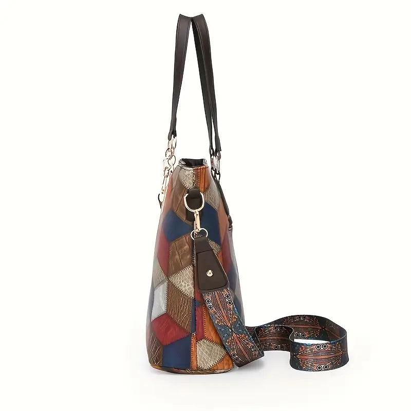 Fashionable Mixed Color Faux Leather Tote Bag Set | Delivery: 7 to 10 business days | Limited stocks available | Hurry before Sold Out