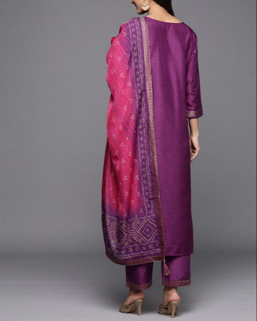 Floral Kurta with Trousers & With Dupatta-KYAMSTORE