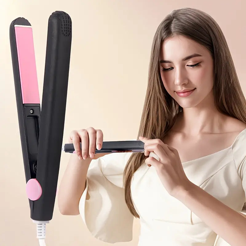 Portable Mini Hair Straightener with Pink Accents | Delivery: 2 to 6 business days | Limited stocks available | Hurry before Sold Out