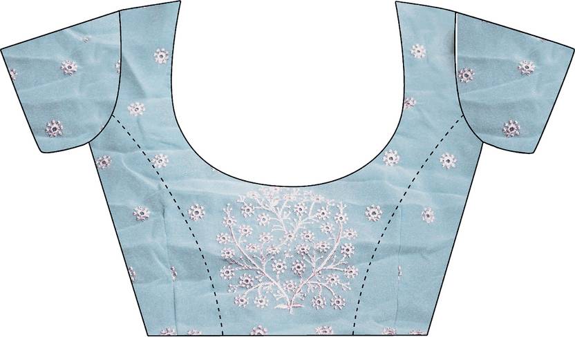 Embroidered, Embellished Bollywood Chiffon, Georgette Saree (Peach, Blue, Silver) | Delivery: 10 to 12 business days | Limited stocks available