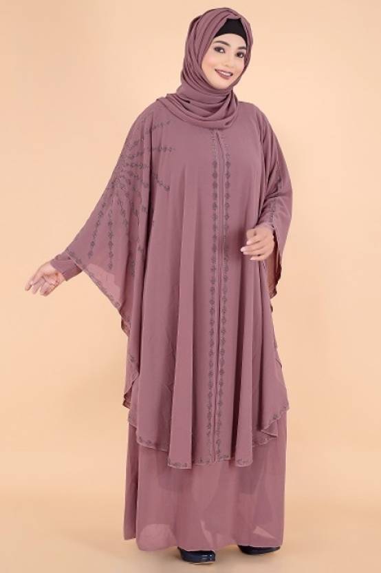 Cotton Blend Solid, Self Design Burqa With Hijab
