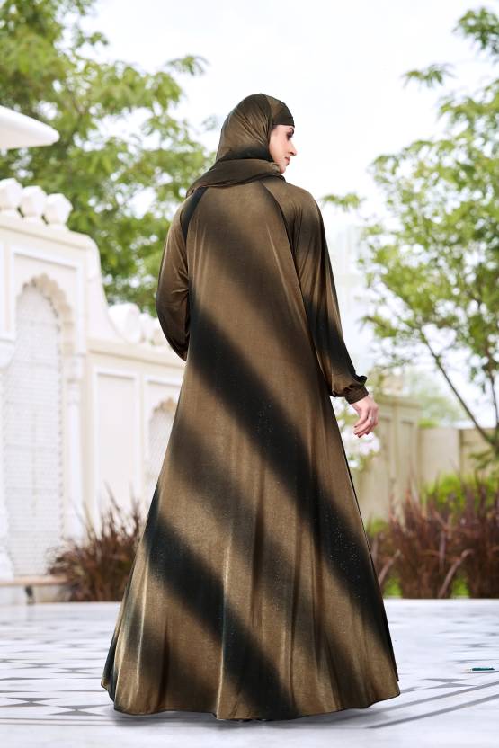 Polyester Self Design Burqa With Hijab