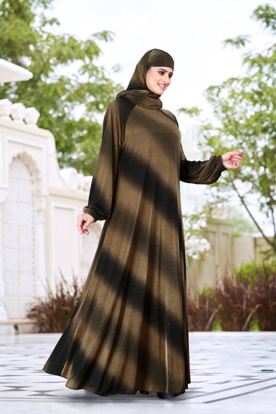 Polyester Self Design Burqa With Hijab