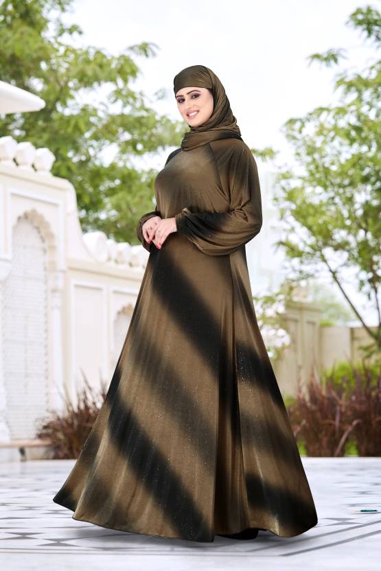 Polyester Self Design Burqa With Hijab