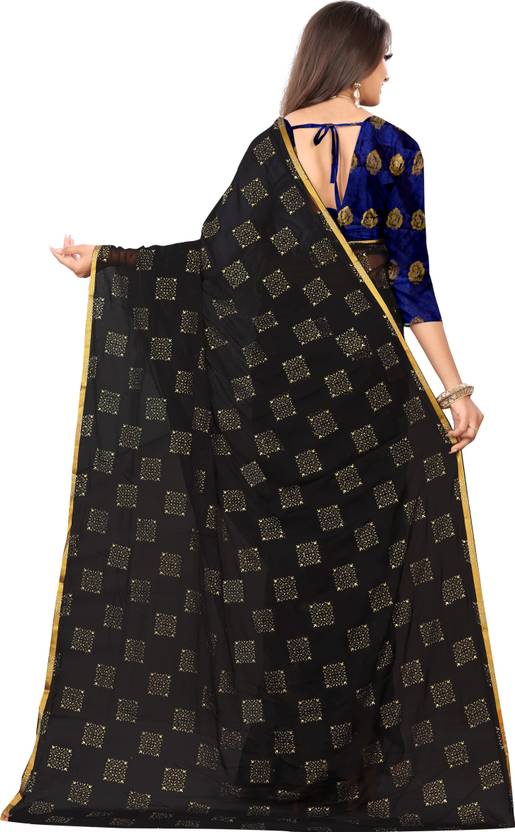 Printed Bollywood Chiffon Saree (Black) | Delivery: 10 to 12 business days | Limited stocks available