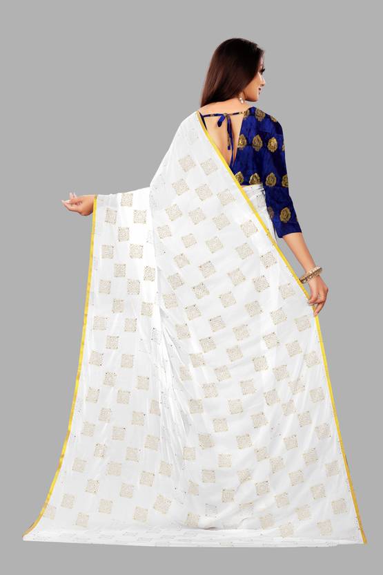 Printed Bollywood Chiffon Saree (White) | Delivery: 10 to 12 business days | Limited stocks available