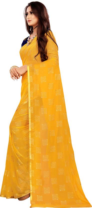 Printed Bollywood Chiffon Saree (Yellow) | Delivery: 10 to 12 business days | Limited stocks available