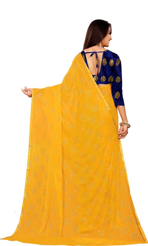 Printed Bollywood Chiffon Saree (Yellow) | Delivery: 10 to 12 business days | Limited stocks available