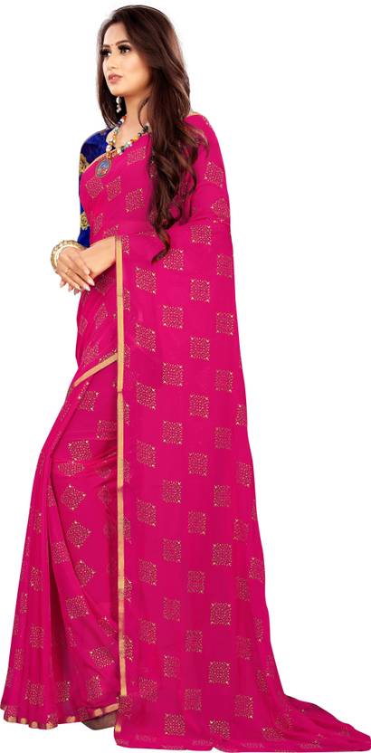 Printed Bollywood Chiffon Saree (Pink) | Delivery: 10 to 12 business days | Limited stocks available