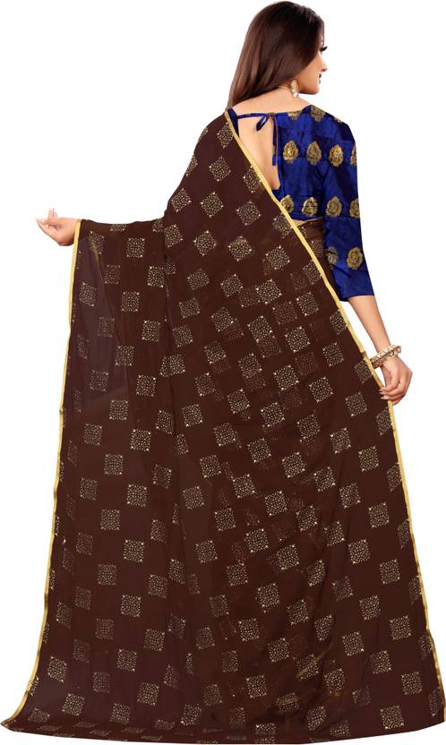 Printed Bollywood Chiffon Saree (Brown) | Delivery: 10 to 12 business days | Limited stocks available