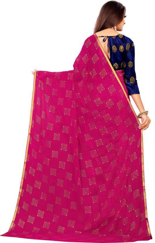 Printed Bollywood Chiffon Saree (Pink) | Delivery: 10 to 12 business days | Limited stocks available