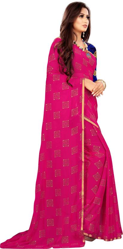 Printed Bollywood Chiffon Saree (Pink) | Delivery: 10 to 12 business days | Limited stocks available