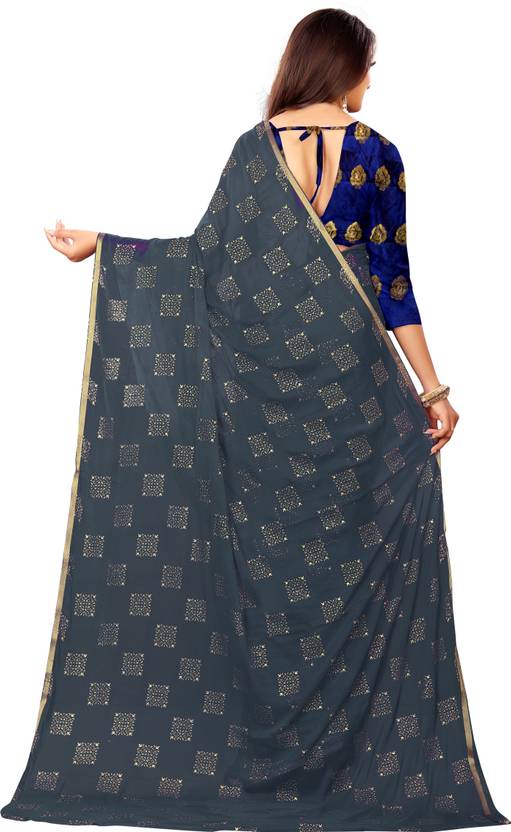 Printed Bollywood Chiffon Saree (Grey) | Delivery: 10 to 12 business days | Limited stocks available