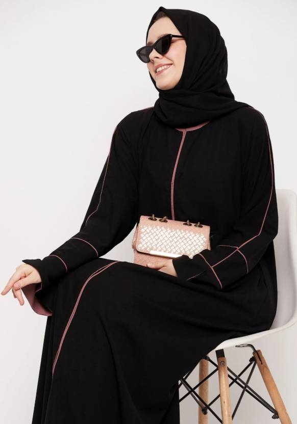 Polyester Self Design Burqa With Hijab