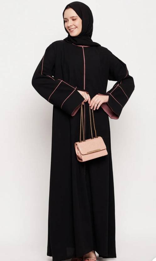 Polyester Self Design Burqa With Hijab