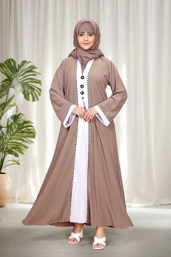 Polyester Solid Burqa With Hijab