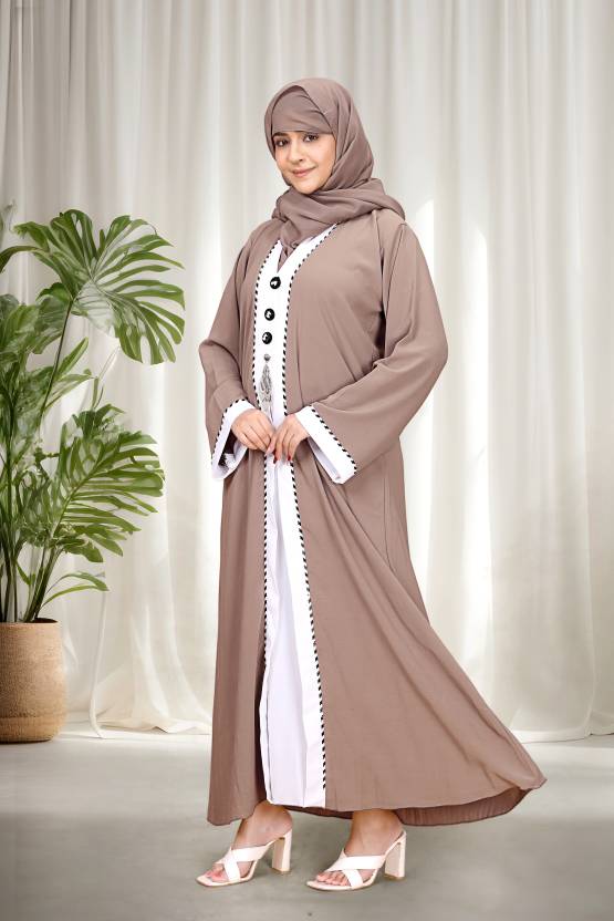 Polyester Solid Burqa With Hijab