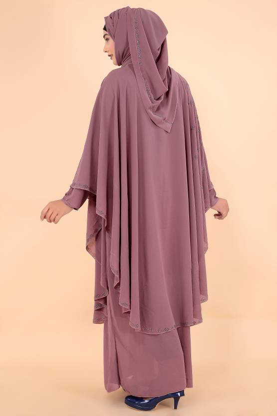 Cotton Blend Solid, Self Design Burqa With Hijab