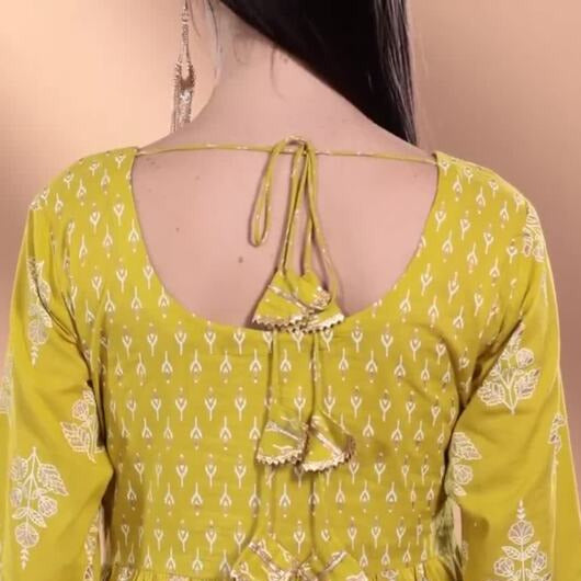 Women Floral Yoke Design High Slit Pure Cotton Kurta with Palazzos & With Dupatta-KYAMSTORE