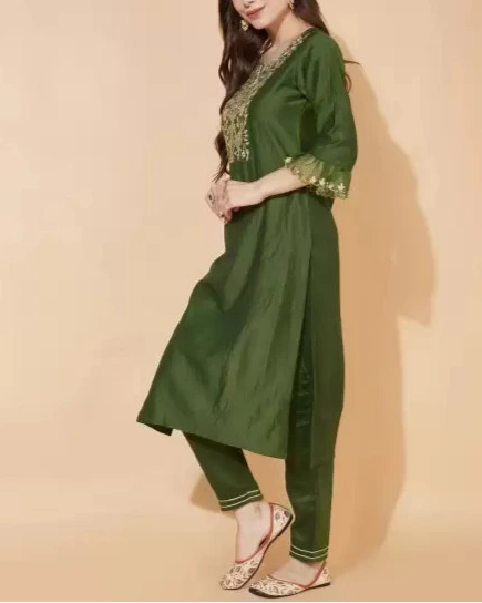 Women Cotton Blend Kurta Pant Dupatta Set-KYAMSTORE