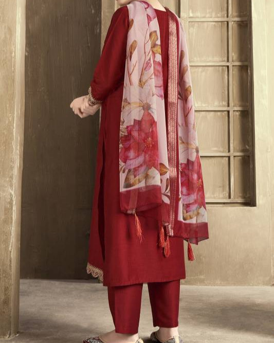 Women Silk Blend Kurta Pant Dupatta Set-KYAMSTORE