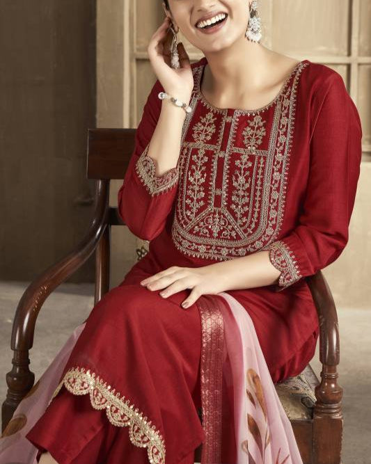 Women Silk Blend Kurta Pant Dupatta Set-KYAMSTORE