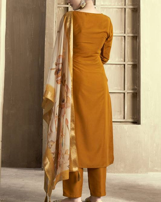 Women Silk Blend Kurta Pant Dupatta Set-KYAMSTORE