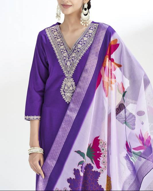 Women Silk Blend Kurta Pant Dupatta Set-KYAMSTORE