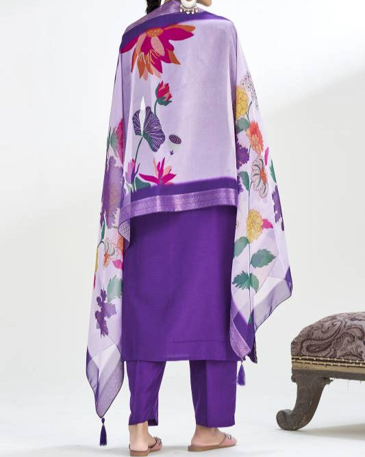 Women Silk Blend Kurta Pant Dupatta Set-KYAMSTORE